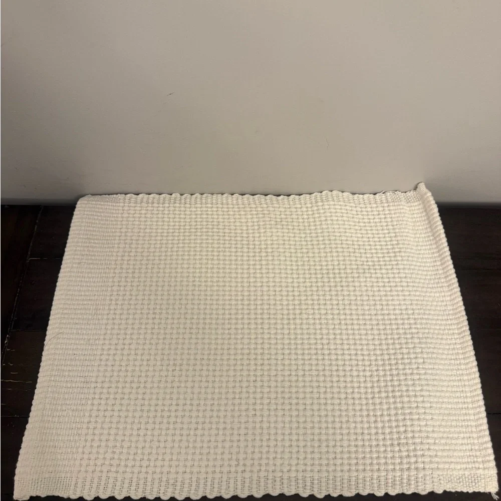 Tommy Hilfiger Waffle Weave Placemats Set of 6 Cream Cotton Textured Table Mats